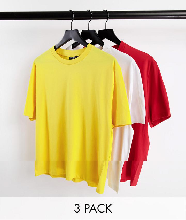 Asos Design 3-pack Organic Relaxed Fit T-shirts-multi