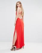 Fame And Partners Maxi Dress With Crossback Detail And Cut Outs - Red