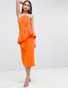 Asos Red Carpet Scuba Folded Midi Dress - Orange