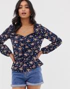 Vila Floral Gather Front Blouse-multi