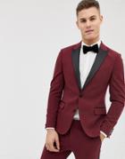 Asos Design Skinny Tuxedo Prom Suit Jacket In Plum-purple