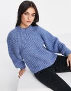 Asos Design Sweater In Mixed Rib Stitch In Blue