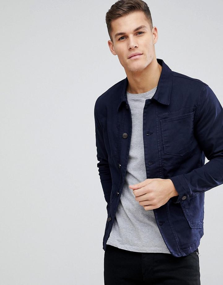 Selected Homme Denim Worker Jacket - Navy
