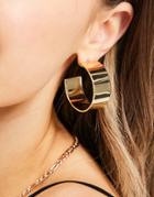 Asos Design Hoop Earrings In Thick Flat Design In Gold Tone