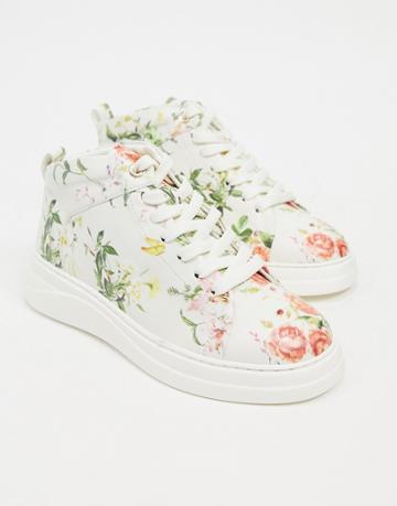 Fiorelli Pippa High Top Sneakers In Floral-multi