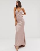 Club L London Sequin Cami Fishtail Maxi Dress In Pink