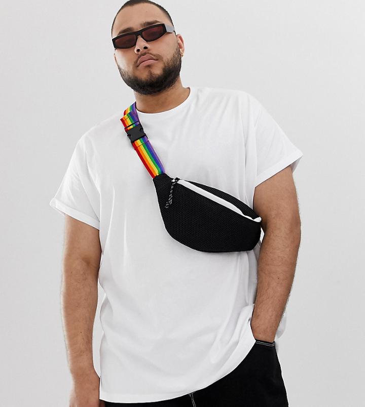 Asos Design Plus Oversized Longline T-shirt With Roll Sleeve In White - White