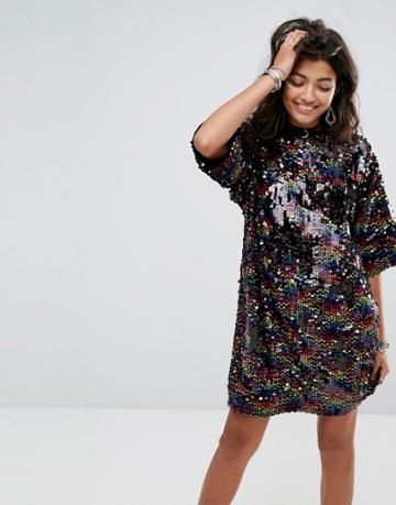Ragyard Festival Rainbow Flip Sequin Dress - Multi