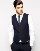 Selected Lux Tonal Check Vest In Skinny Fit - Blue