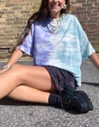 Asos Design Oversized T-shirt In Half And Half Pastel Tie Dye-purple