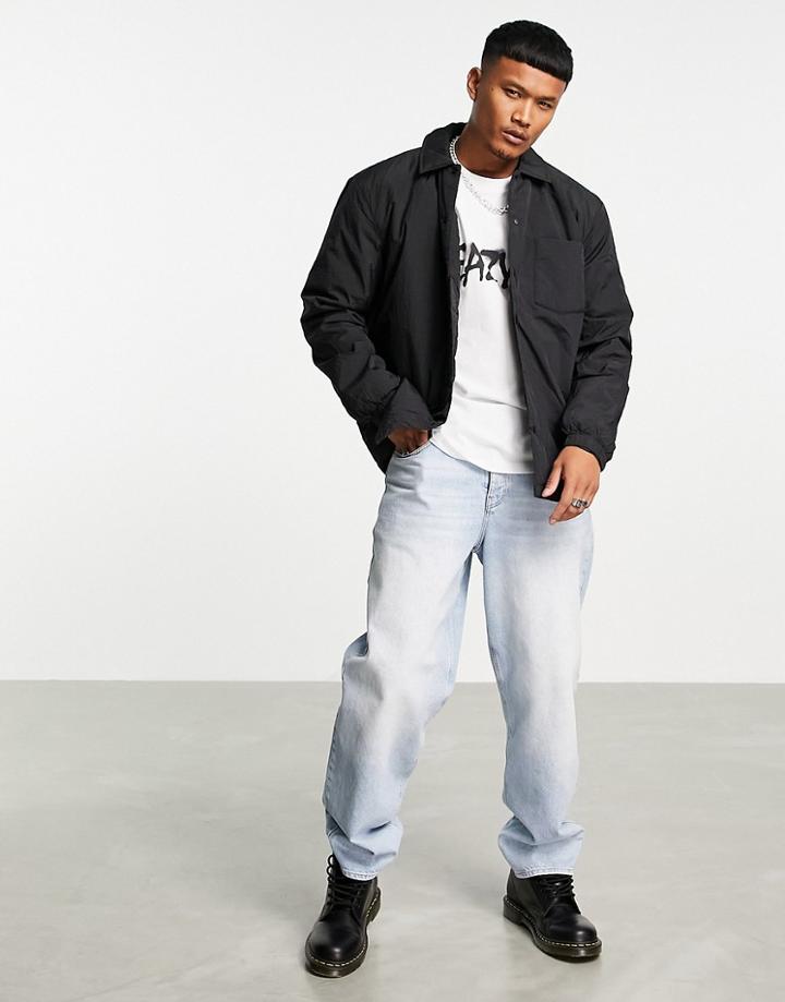 Pull & Bear Coach Jacket In Black