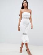 Asos Design Bandeau Trim Pephem Dress - White