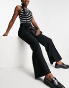 Mango Wide Leg Pants With Split Hem In Black