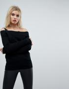 Asos Sweater In Off Shoulder With Strap - Black