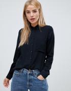 Pull & Bear Basic Shirt In Black - Black