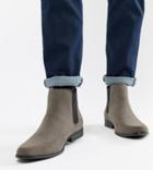 Asos Design Wide Fit Chelsea Boots In Grey Faux Suede - Gray