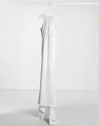 Club L London Cut Away Fishtail Maxi Dress In Ivory-white