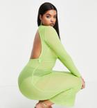 Simmi Plus Long Sleeve Sheer Maxi Dress In Lime-green