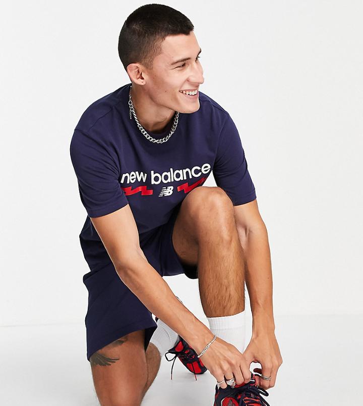 New Balance Collegiate Logo T-shirt In Navy Exclusive To Asos