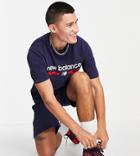 New Balance Collegiate Logo T-shirt In Navy Exclusive To Asos