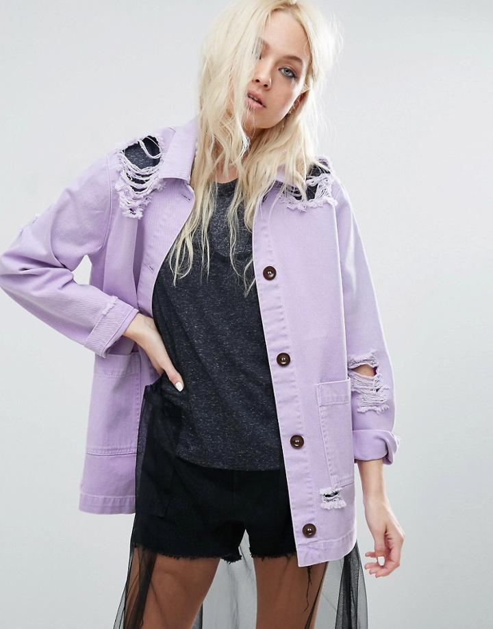Asos Distressed Jacket - Purple