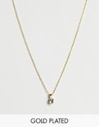 Asos Design Premium Gold Plated Necklace With Fine Chain And Swarvoski Crystal Pendant - Gold