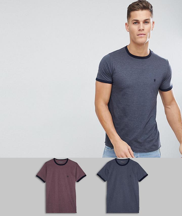 French Connection 2 Pack Ringer T-shirts-navy