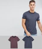 French Connection 2 Pack Ringer T-shirts-navy