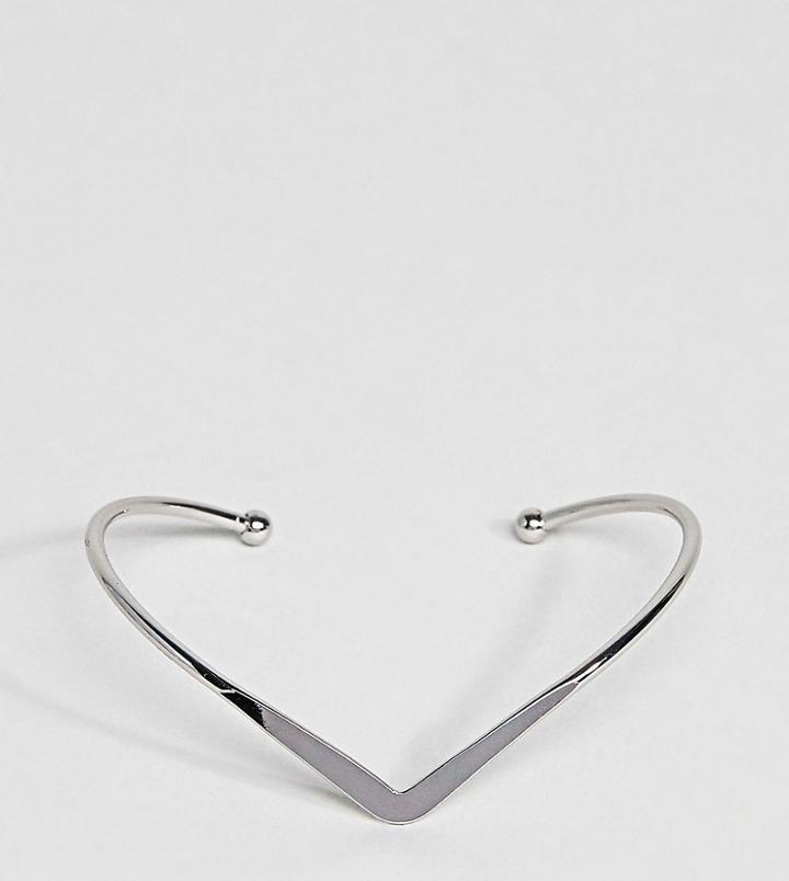 Asos Curve Exclusive V Shape Cuff Bracelet - Silver