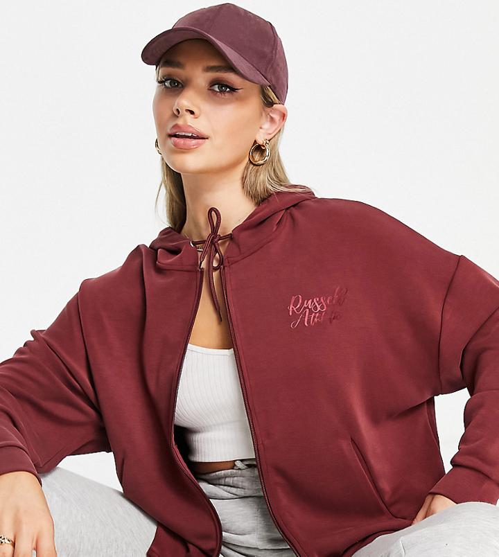 Russell Athletic Zip Through Hoodie In Purple