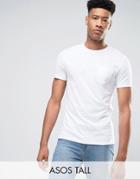 Asos Tall T-shirt With Crew Neck And Pocket In White - White