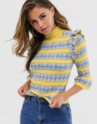 Asos Design Prairie Jacquard Sweater-multi