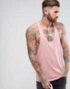 Asos Tank With Raw Edge Extreme Racer Back - Pink