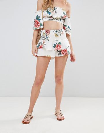 Love & Other Things Floral Short - White
