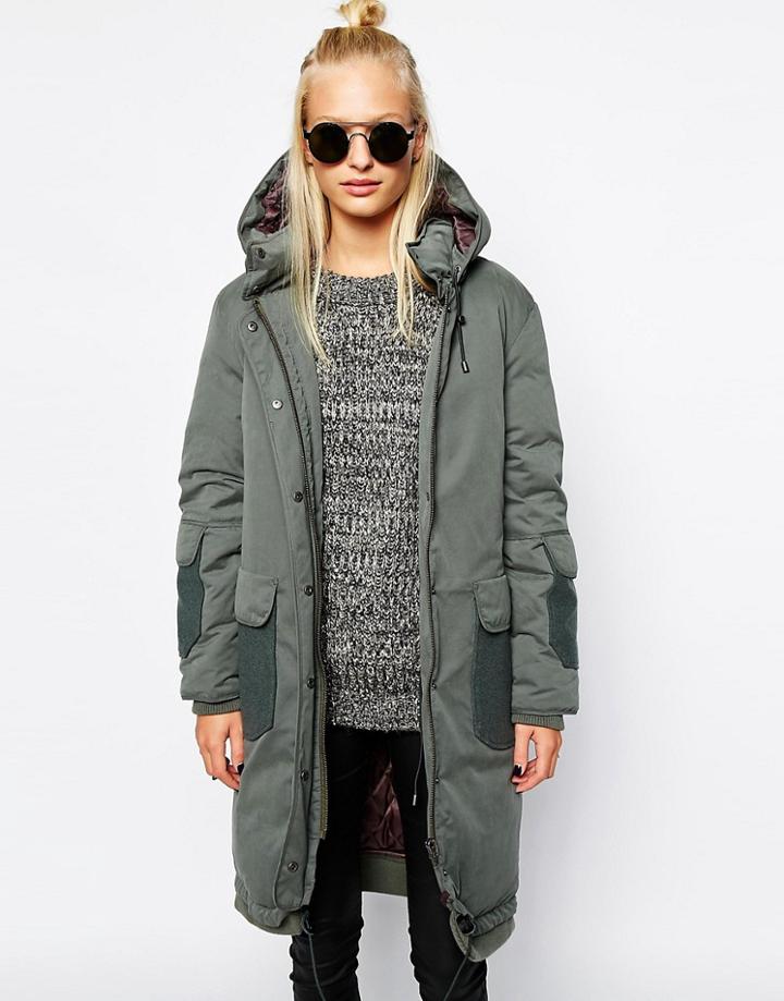 Selected Tinka Military Parka With Wool Panes - Green