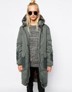 Selected Tinka Military Parka With Wool Panes - Green