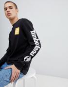 Timberland Sleeve Logo Long Sleeve Top In Black - Black