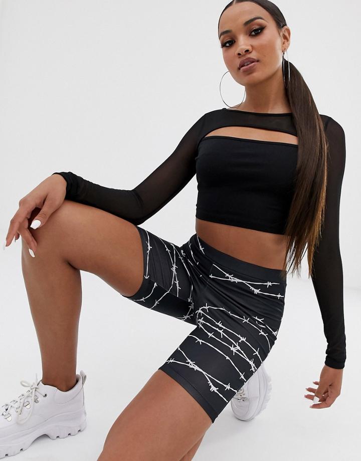 Asos Design Legging Short In Barbed Wire Print - Multi