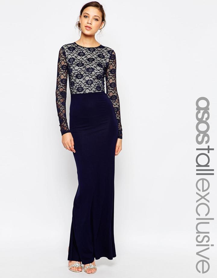 Asos Tall Soft Lace Top Maxi Dress - Red