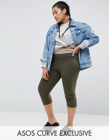 Asos Curve Tipped Over The Knee Legging - Green