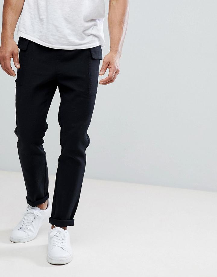 Native Youth Twill Cargo Pocket Pants - Black
