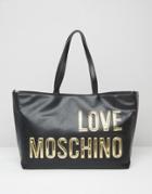 Love Moschino Shopper Bag With Large Logo - Black