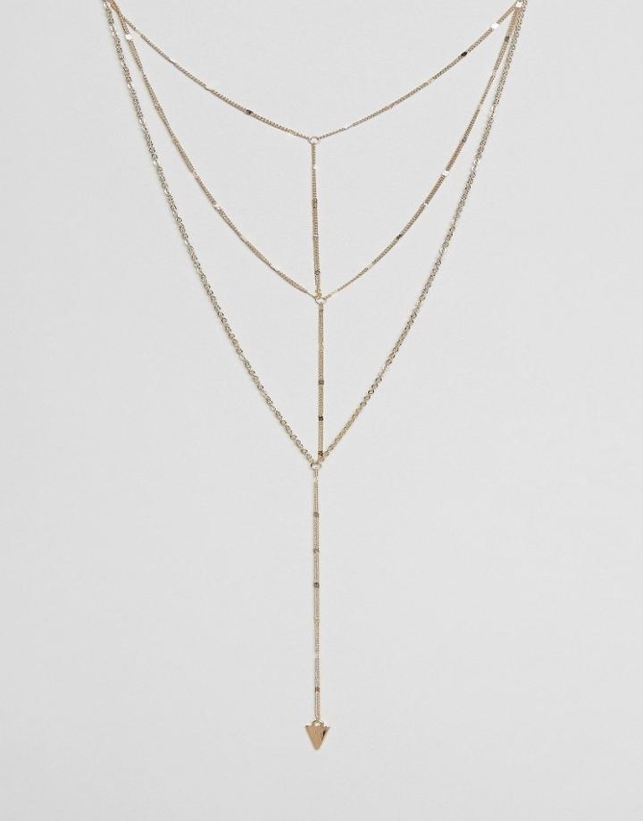 Limited Edition Multirow Triangle Chain Necklace - Gold