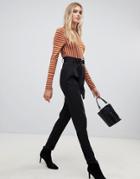 Pieces Katherine Belted Metalwork Pants - Black