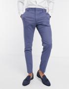 Asos Design Wedding Super Skinny Suit Pants With Micro Texture In Mid Blue-blues