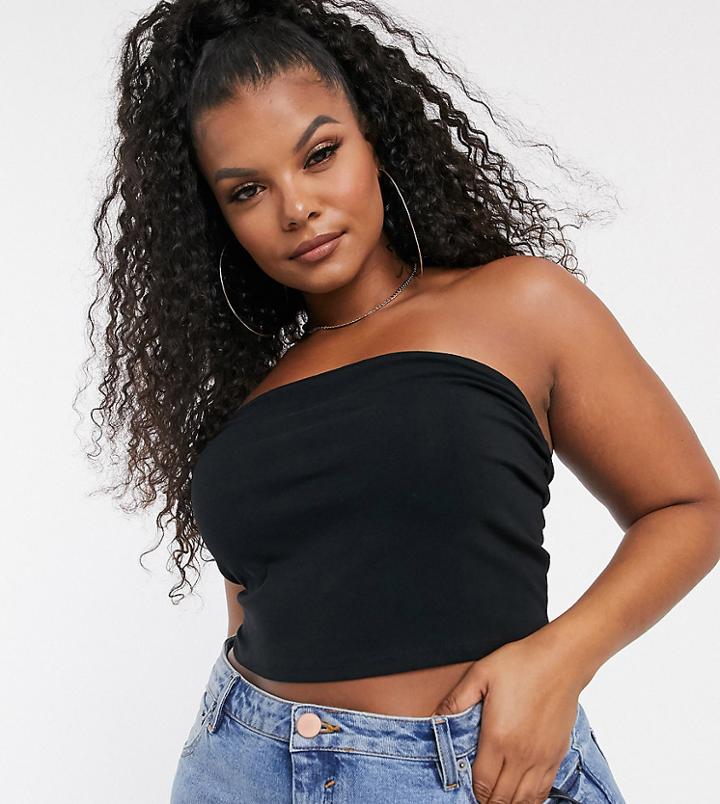 Asos Design Curve Crop Bandeau Top In Black