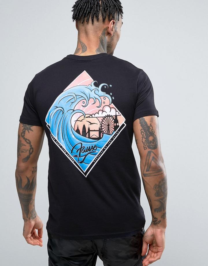 Friend Or Faux London Wave Back Print T-shirt - Navy