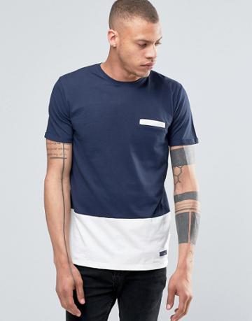!solid Tailored & Originals T-shirt With Contrast Hem - Navy