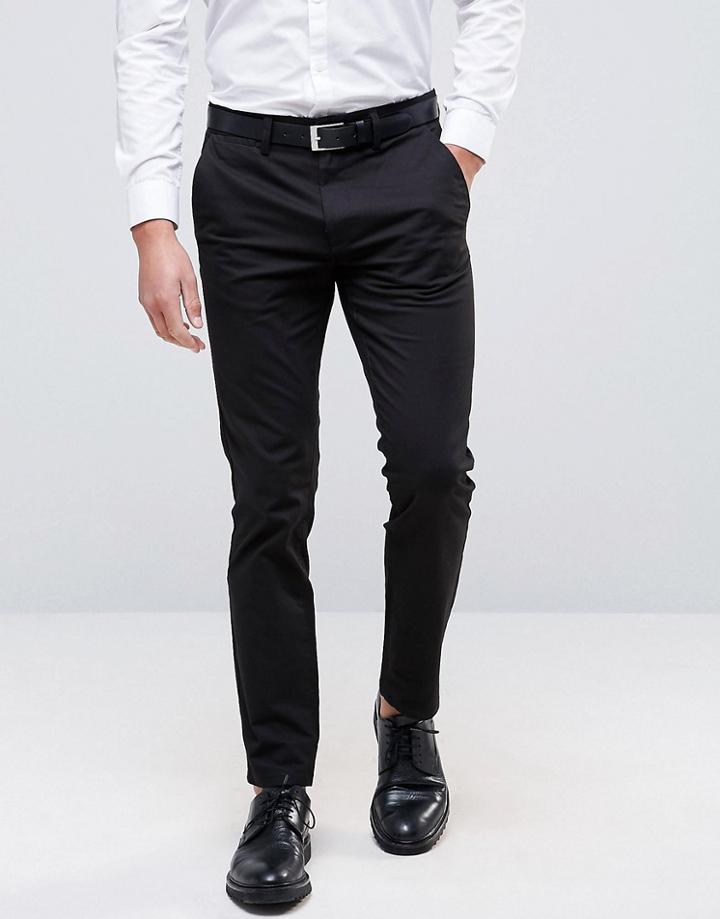 Burton Menswear Black Slim Pants With Stretch - Black