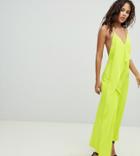 Asos Design Tall Minimal Jumpsuit With Drape Front - Green